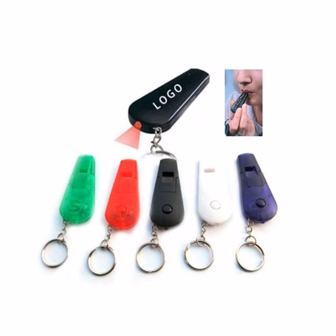 Whistle Keychain with LED Flashlight Tool