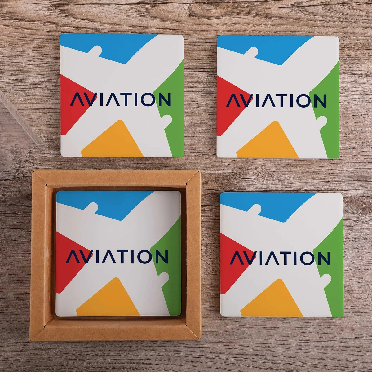 Square Ceramic 4 Pc. Coaster Set In Box 1