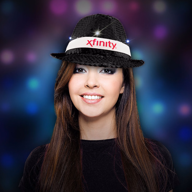 Black Sequin LED Fedora(black imprintable band)