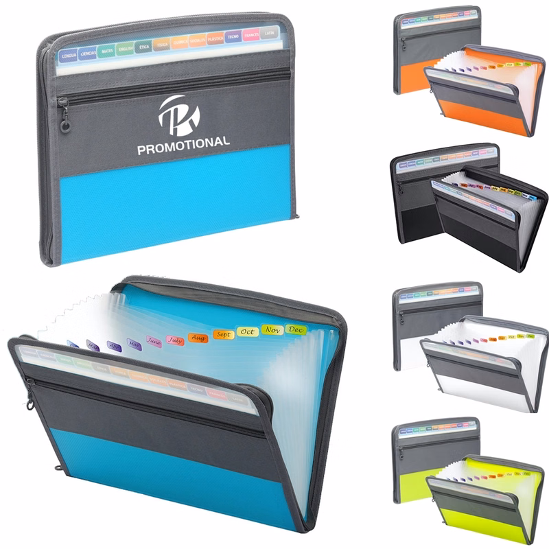 Expanding Accordion File Folder with Zipper Closure