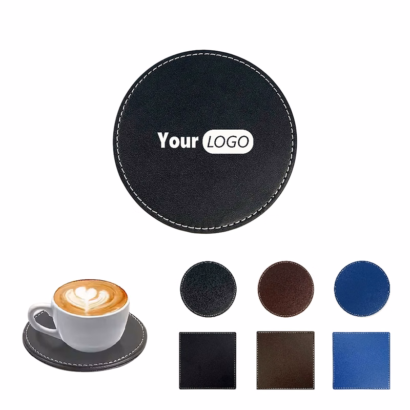 PU Leather Coaster Stitched with Nylon