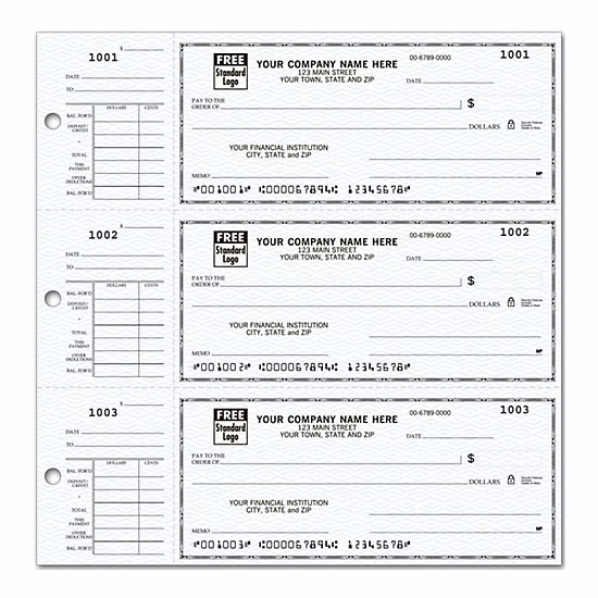 3-On-A-Page Compact Size Checks With Side-Tear Vouchers