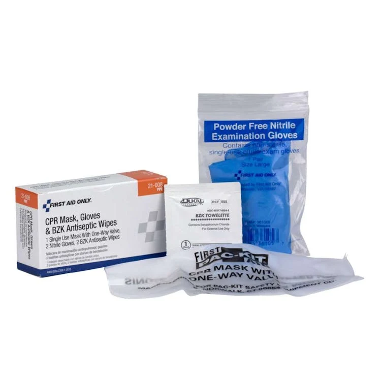 CPR Mask Gloves and Wipes Set 1