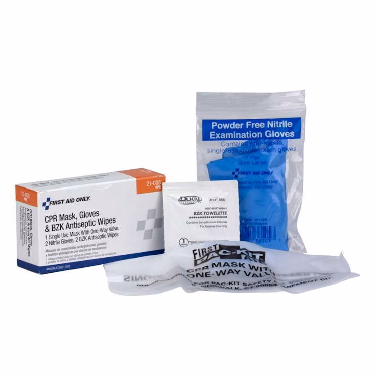 CPR Mask Gloves and Wipes Set