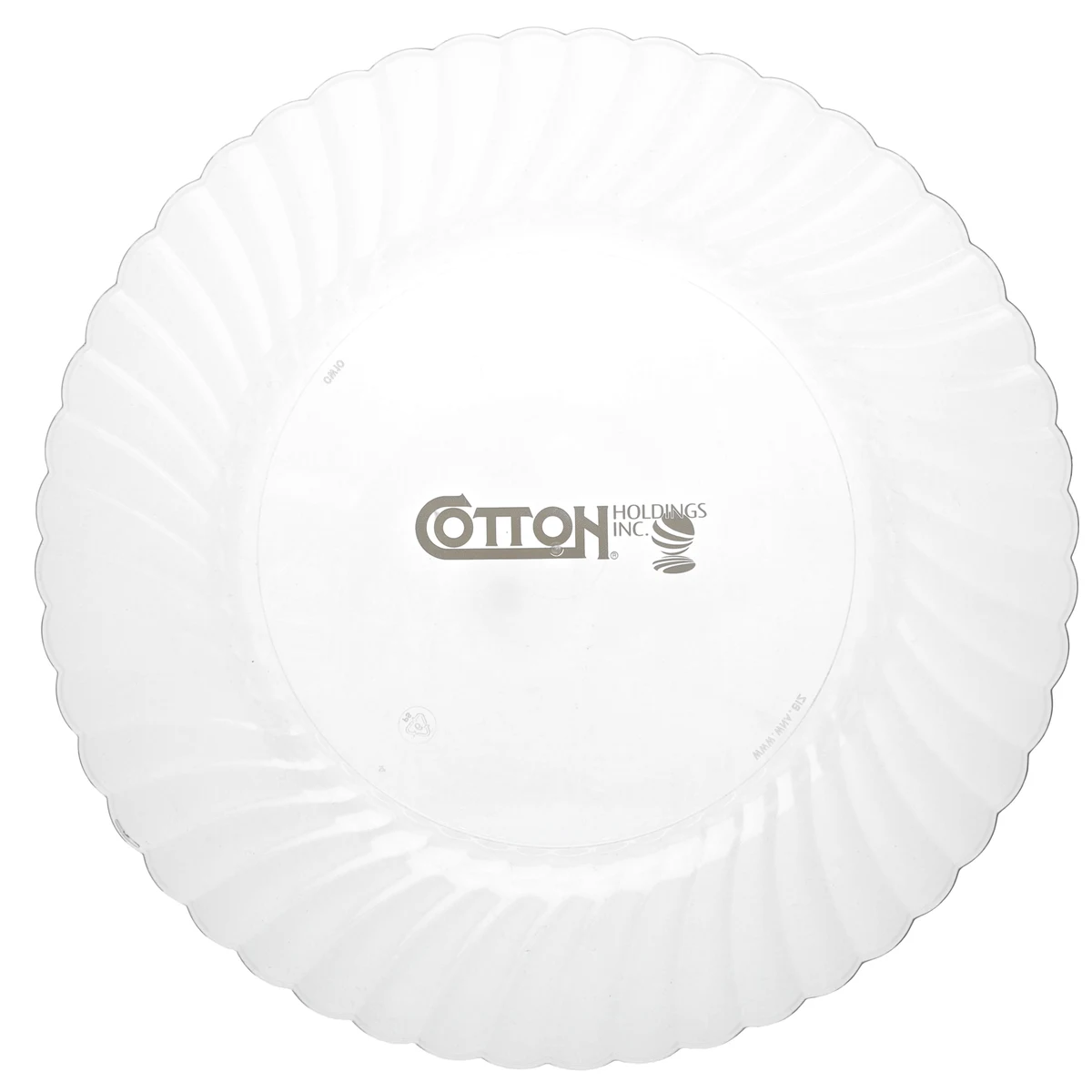10.000" Scalloped Heavy Weight Plastic Plate Round Clear Tradition Print 1