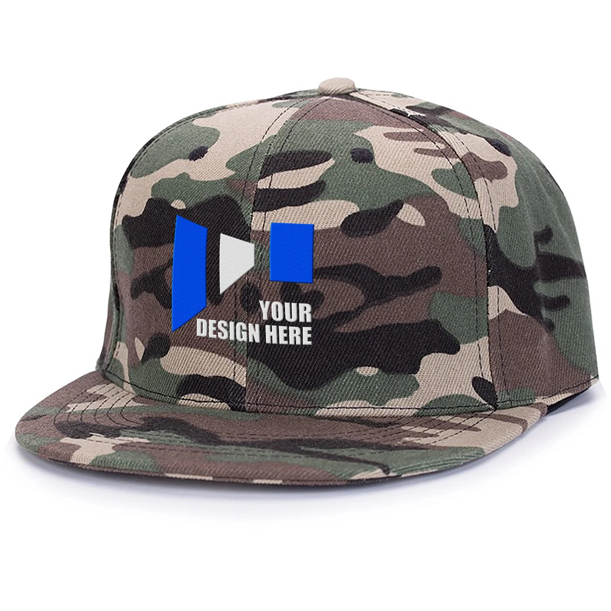 Camouflage Adult Structured Flat Visor Snapback Cap 1