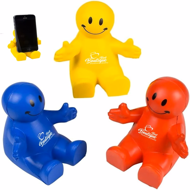 Squeezable Stress Reliever Colorful Smiley Face Phone Holder