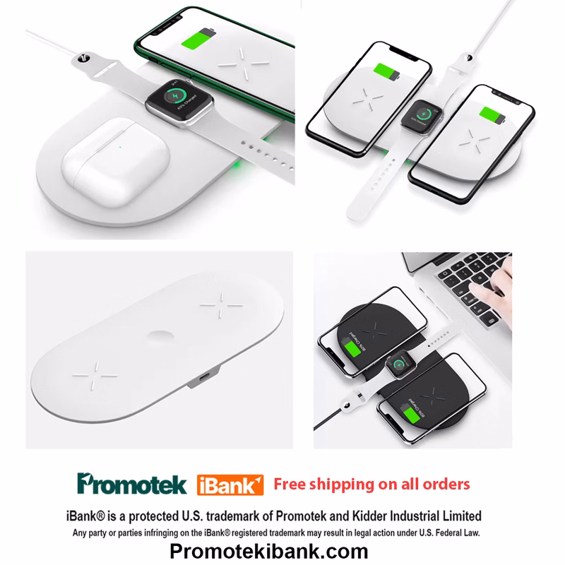 iBank® 3-in-1 Wireless Charging Station compatible with iPhone, Apple Watch & AirPods