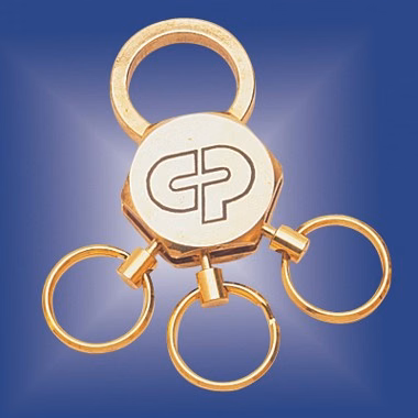 GOLD PLATED KEYRING W/ 3 QUICK RELEASE RING