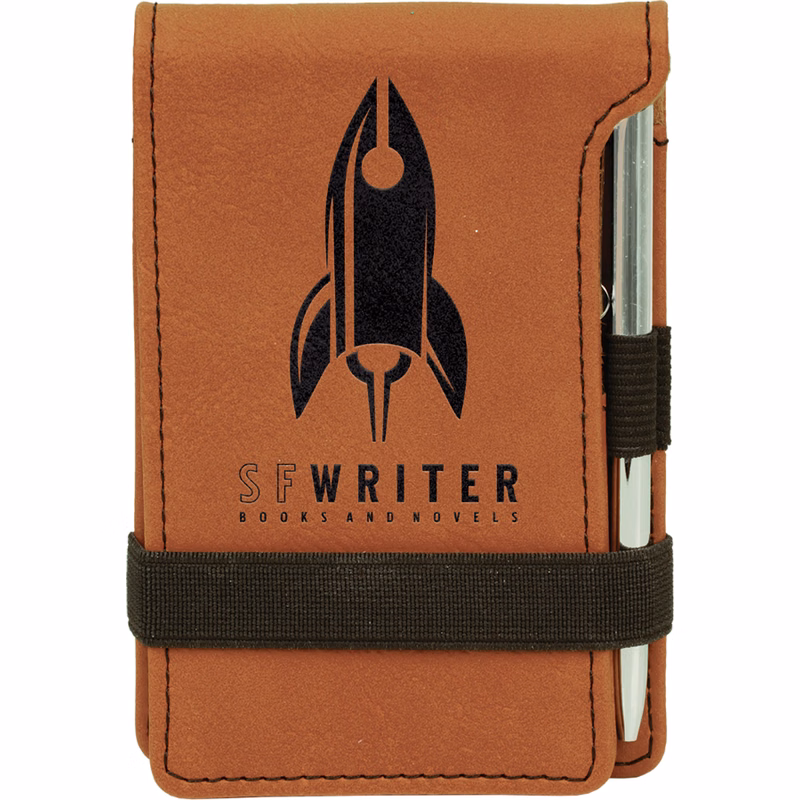 3 1/4" x 4 3/4" Rawhide Leatherette Mini Notepad with Pen