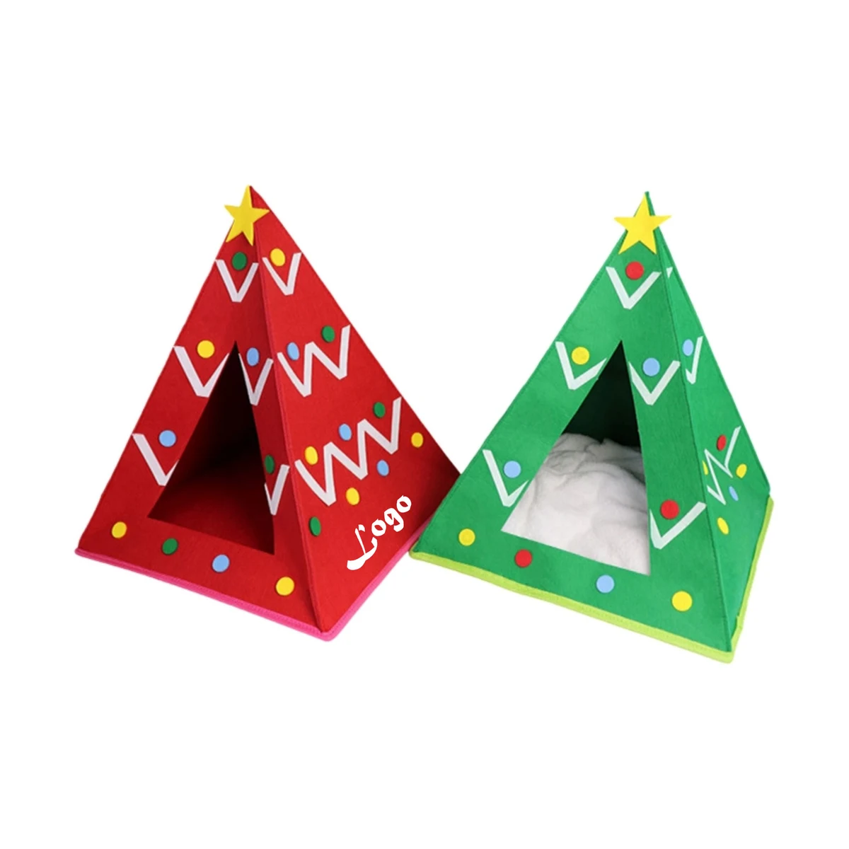 Felt Christmas Color Cat Bed Pet Nest 1