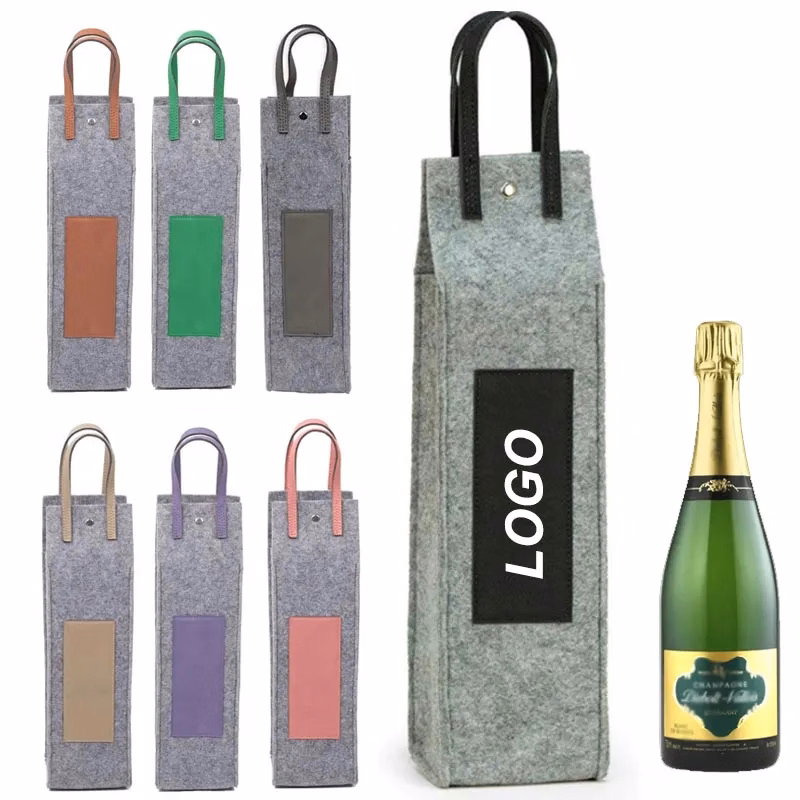 Felt Single Bottle Wine Tote Bag