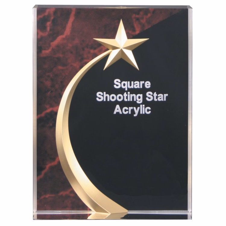 6" Red Marble Square Shooting Star Acrylic