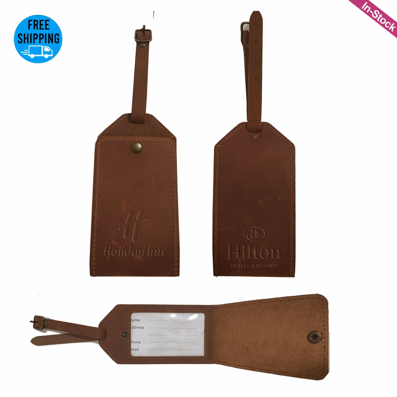 Crazy Horse Leather Luggage Tags