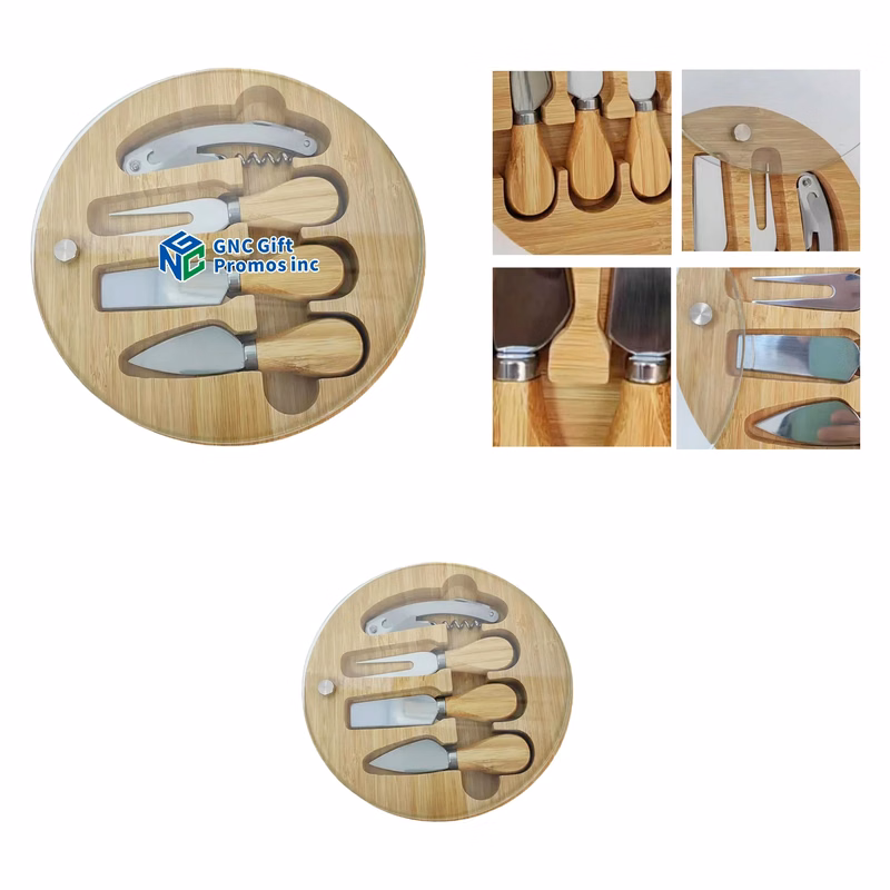 Swivel 8-Piece Bamboo Cheese & Wine Board Set