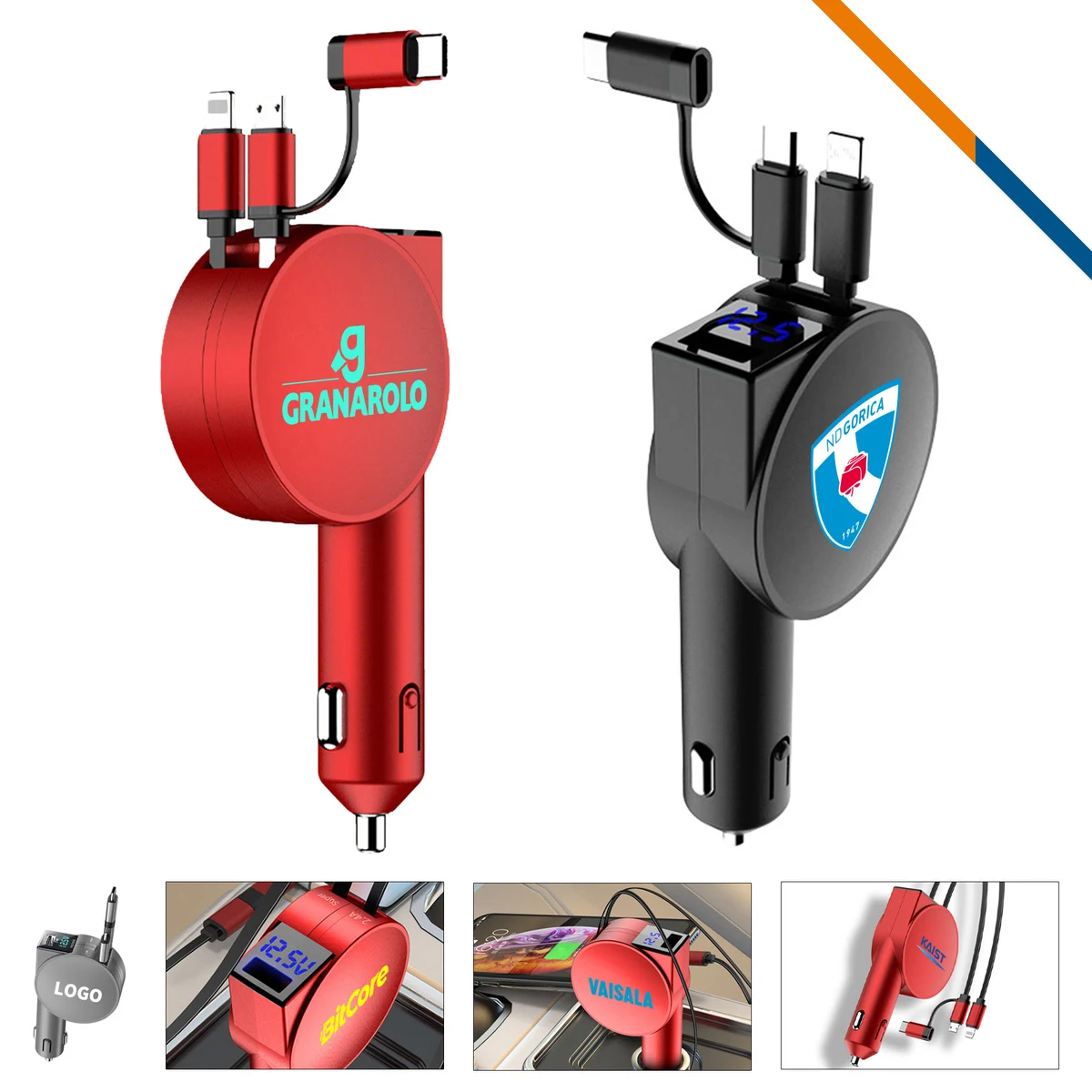 Vicente 4in1 Retractable Fast Charging Car Charger 1