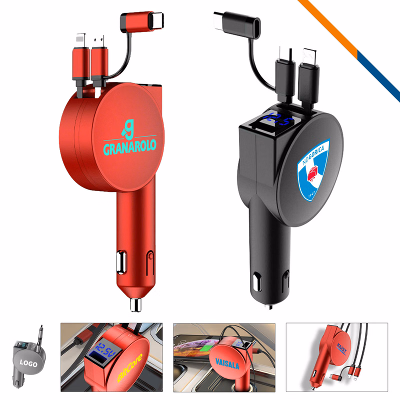 Vicente 4in1 Retractable Fast Charging Car Charger