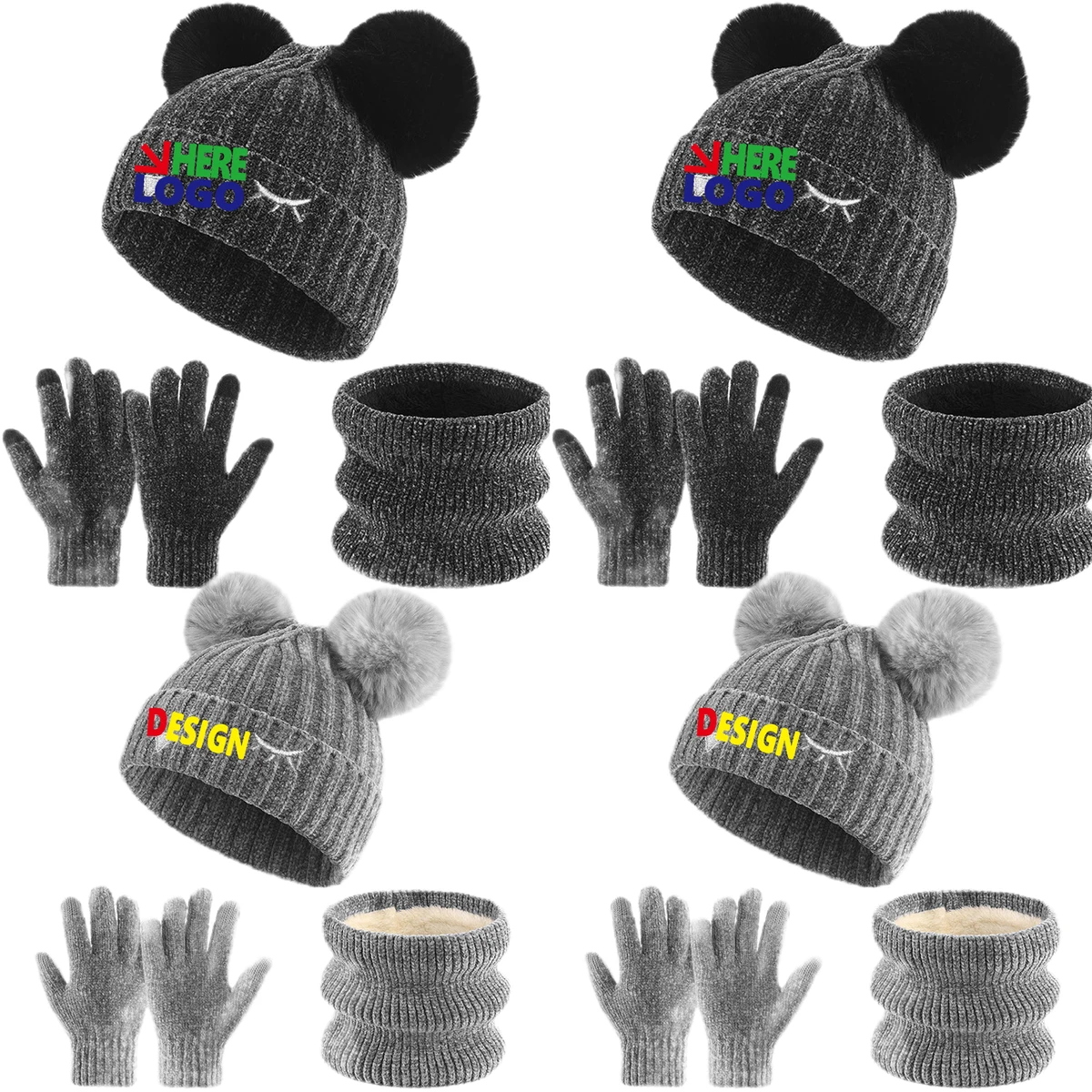 Winter Hat Gloves Scarf Set Toddler Children 1