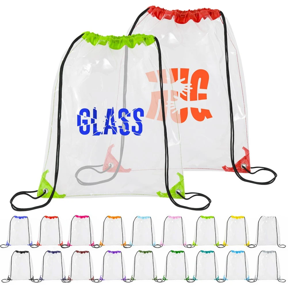 Clear Drawstring Cinch Backpack 14" X 17" 1
