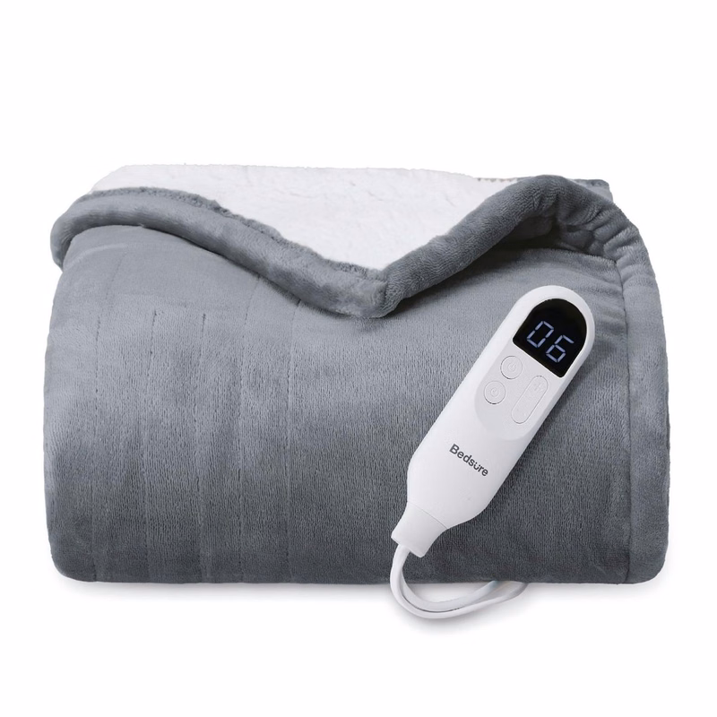 Electric Heated Blanket - Soft Flannel Throw with 4 Time Settings, 6 Heat Settings, Auto Shut Off