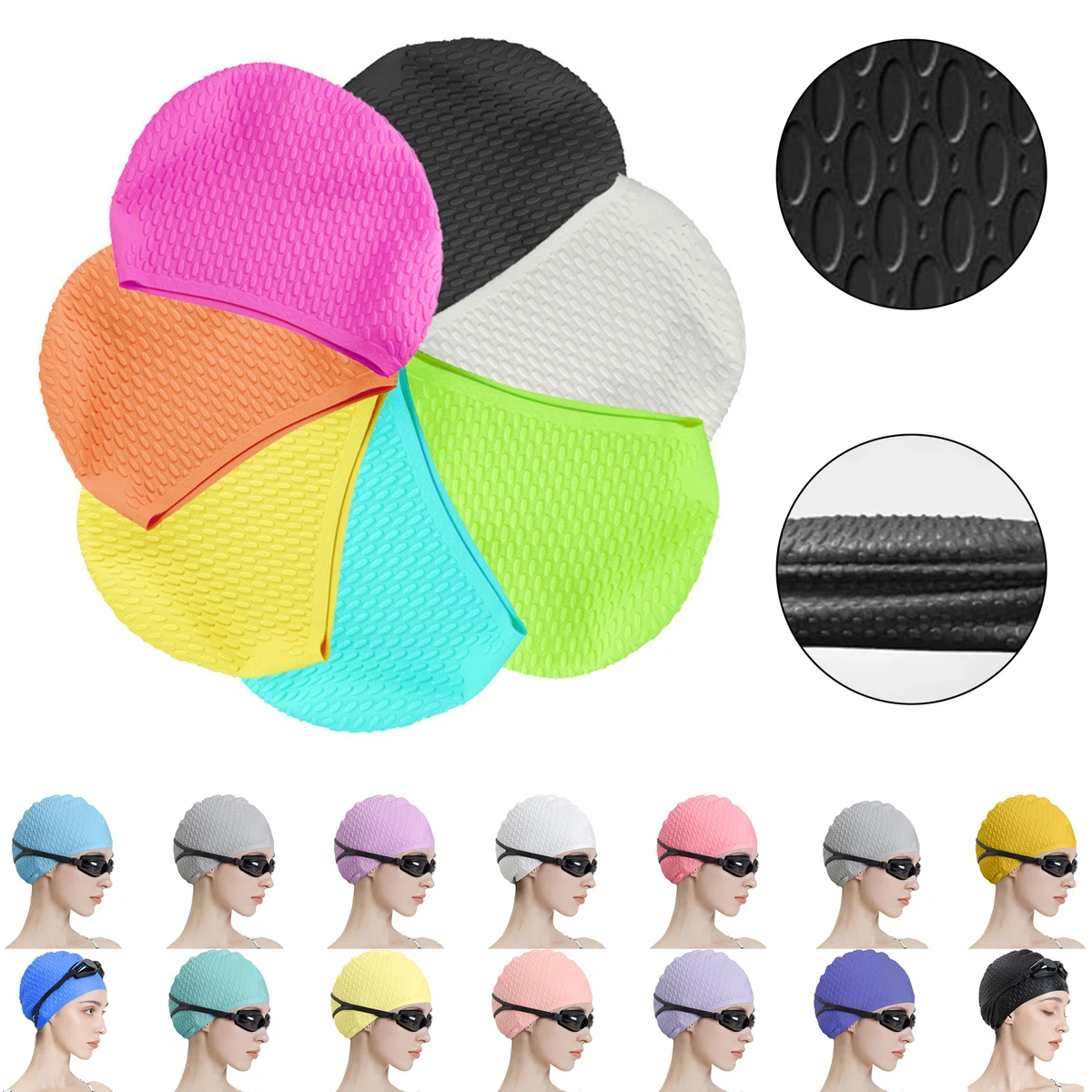 Silicone Swim Cap with Earplugs and Nose Clip 1