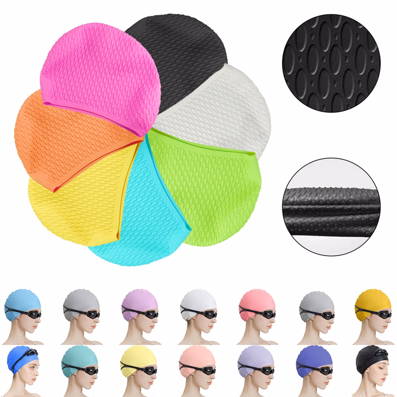 Silicone Swim Cap with Earplugs and Nose Clip