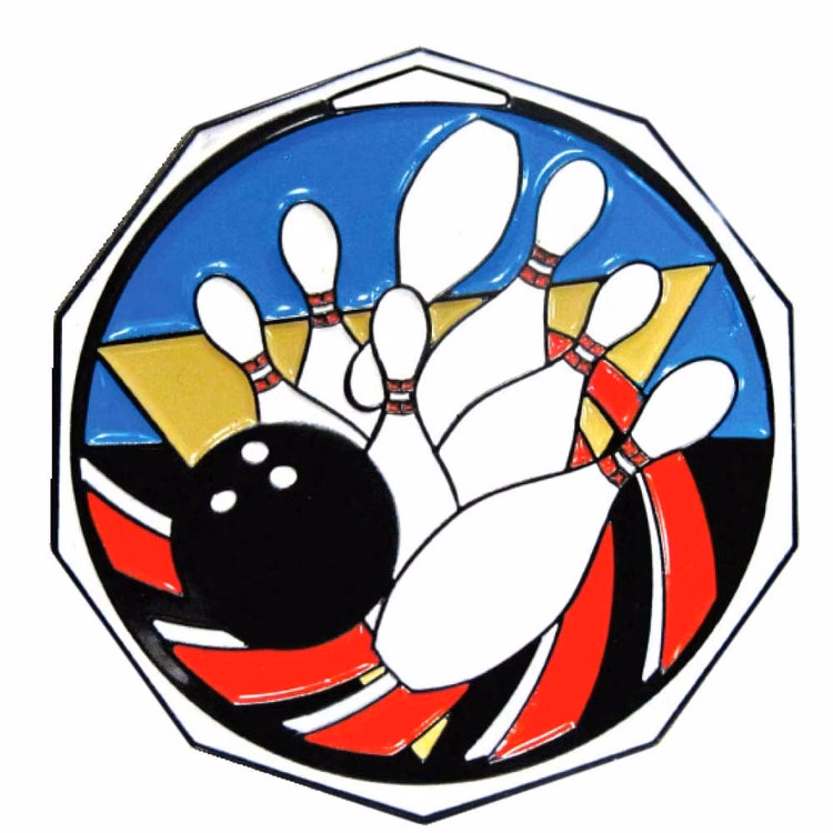 Bowling Decagon Colored Medallion (2")
