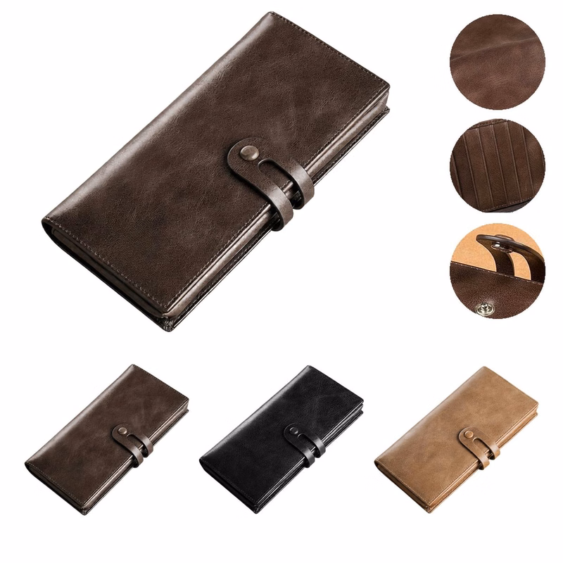 Bifold Card Organizer Faux Leather Vintage Wallet