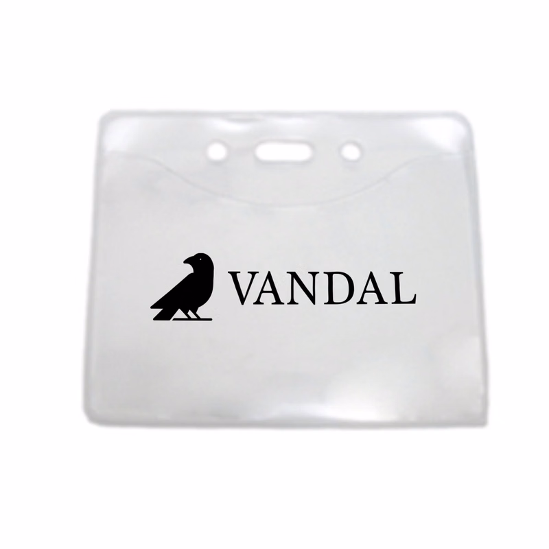 3.66" W x 3.03" H - Horizontal PureClear Vinyl Badge Holder (1 Color Imprint)