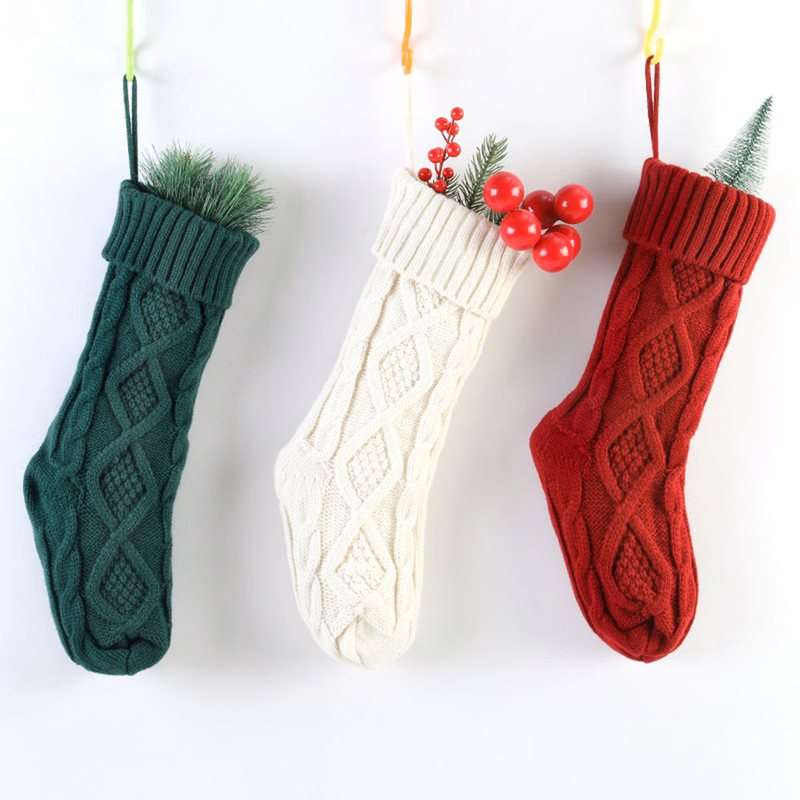 Children'S Holiday Gift Bag Knitted Christmas Stocking Socks