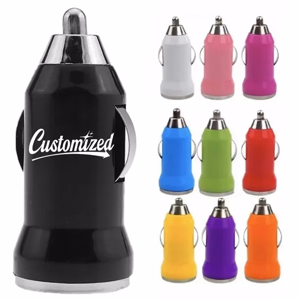 Custom Compact Single Port USB Car Charger — Mobile Device Automotive Giveaway