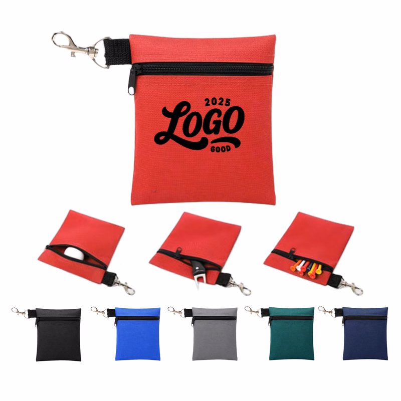 Custom Portable Golf Accessory Bag With Zipper And Clip