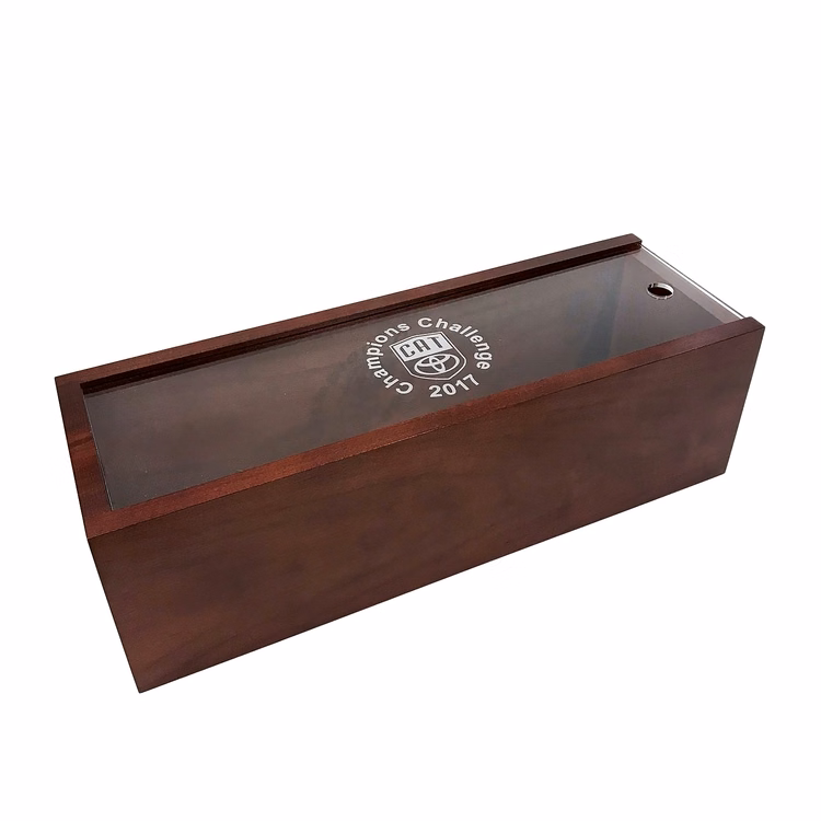 Solid Wood Wine Box, 15.25 x5.125 x 4.625"