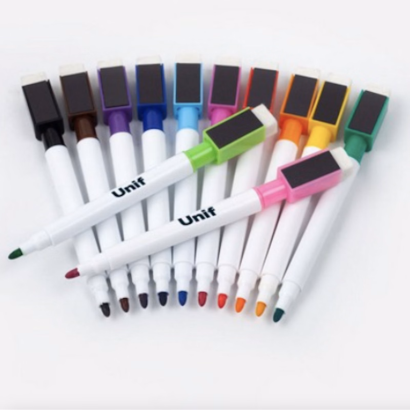 Dry-Erase Colored Whiteboard Markers With Magnetic Cap And Eraser
