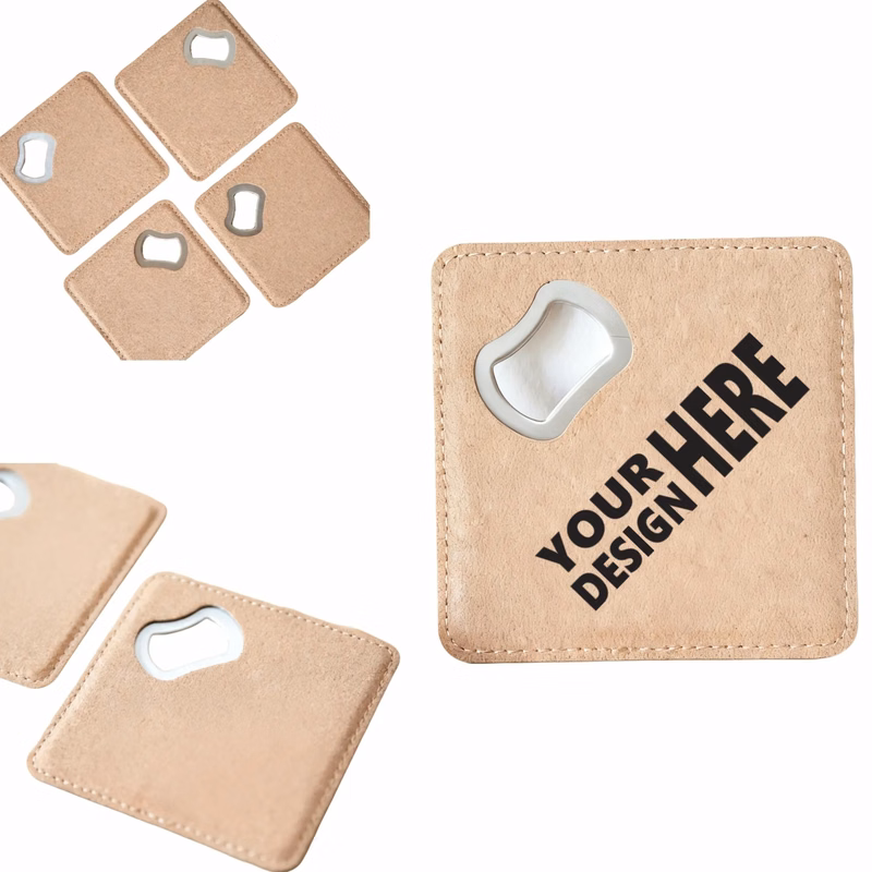 Stainless Steel & Wood-Grain Leather Bottle Opener