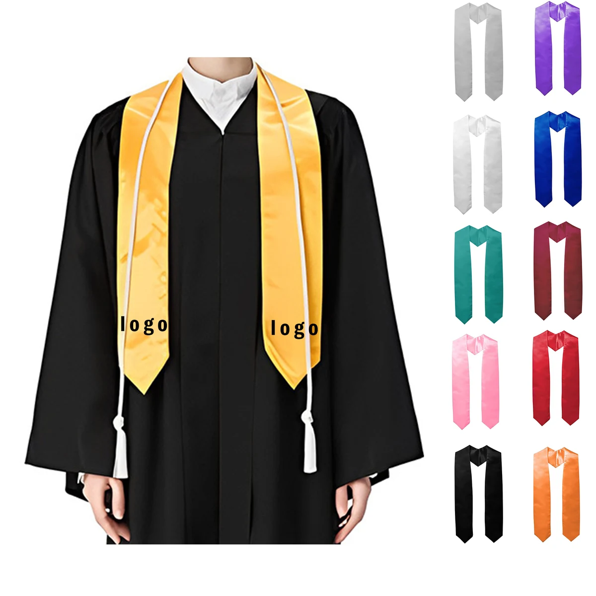University Unisex Plain Honor Ribbon Graduation Stole 1