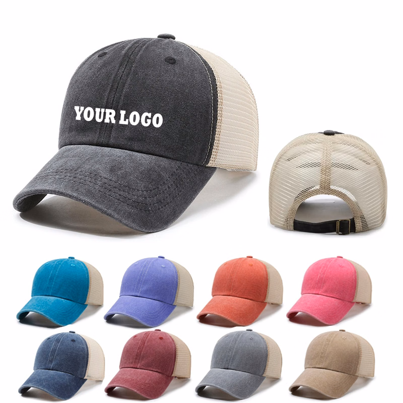 Six Panel Washed Mesh Back Baseball Cap