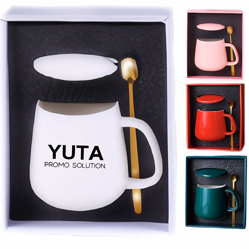 13oz Ceramic Cup Spoon Gift Box Set