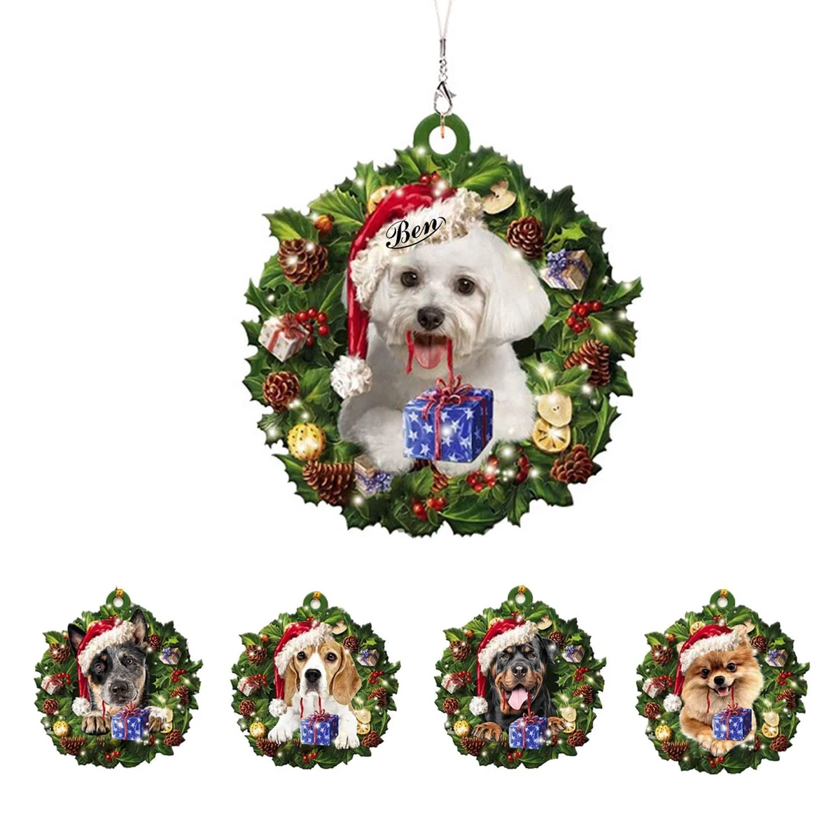 Acrylic Cute Puppies Christmas Tree Decoration Ornaments 1