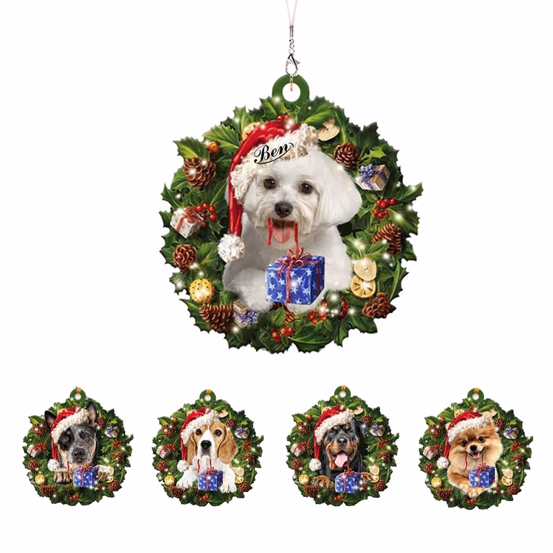 Acrylic Cute Puppies Christmas Tree Decoration Ornaments