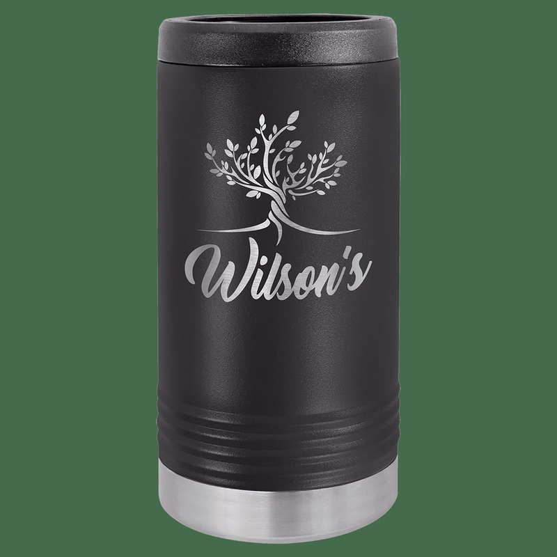 Black Laser Engraved Polar Camel Slim Beverage Holder