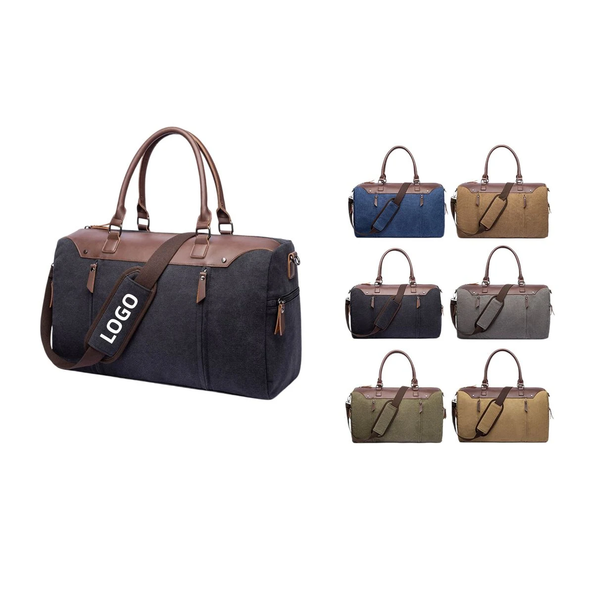 Vintage Canvas Leather Travel Tote Bag 1