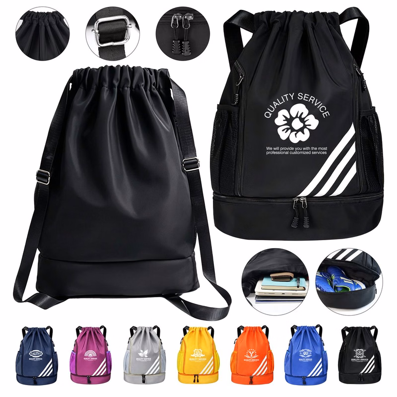 Shoe Compartment Drawstring Bag