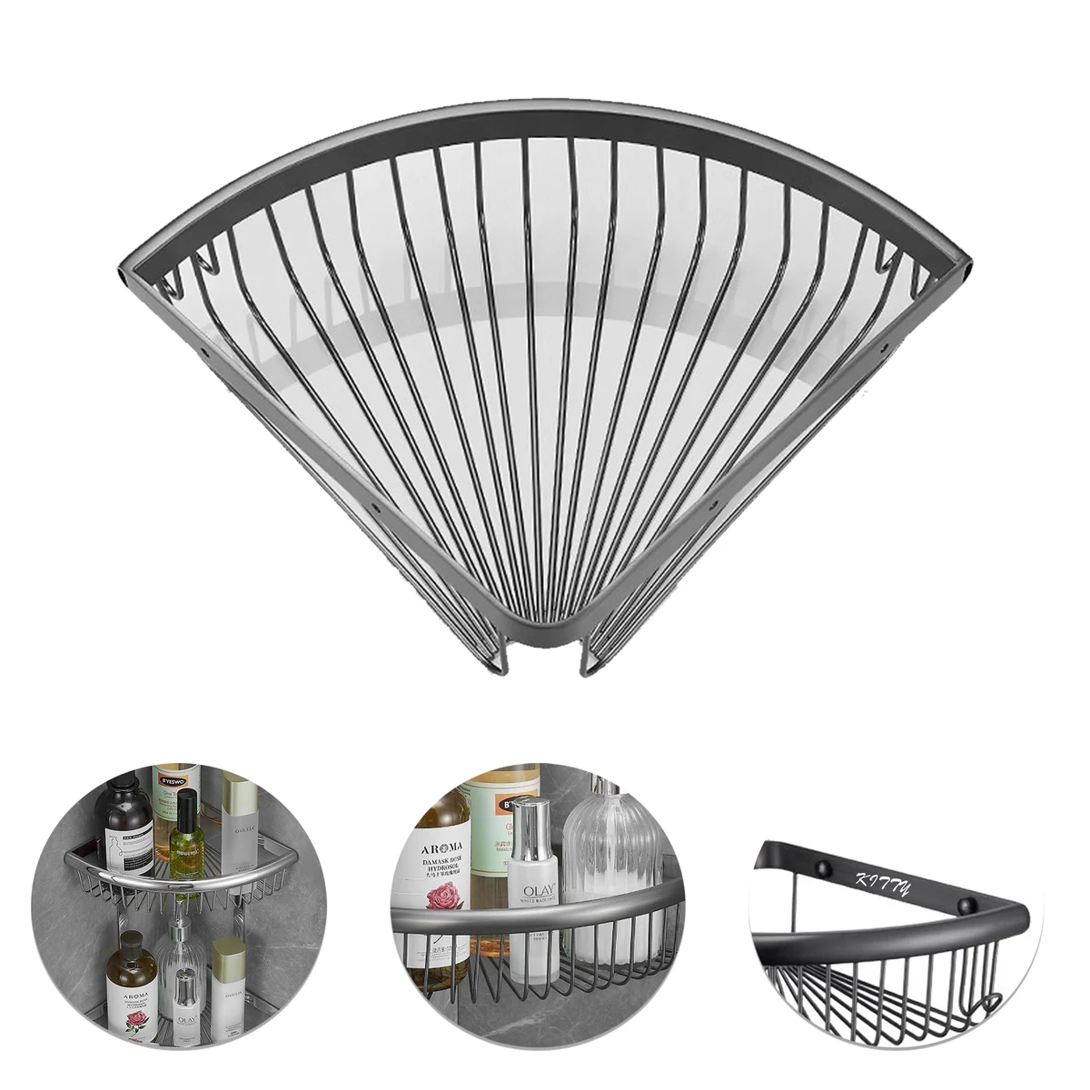 Wall-mounted triangular shelf for bathroom storage 1