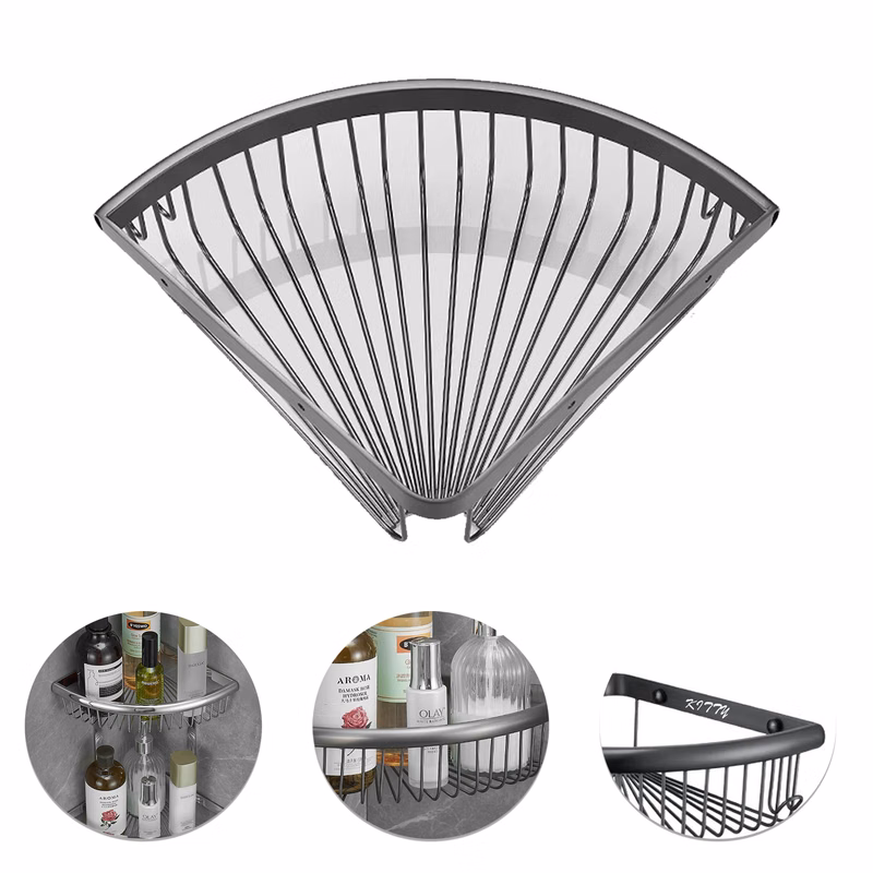 Wall-mounted triangular shelf for bathroom storage