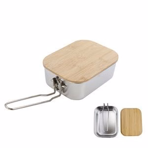Stainless Steel Bento Box With Bamboo Cover