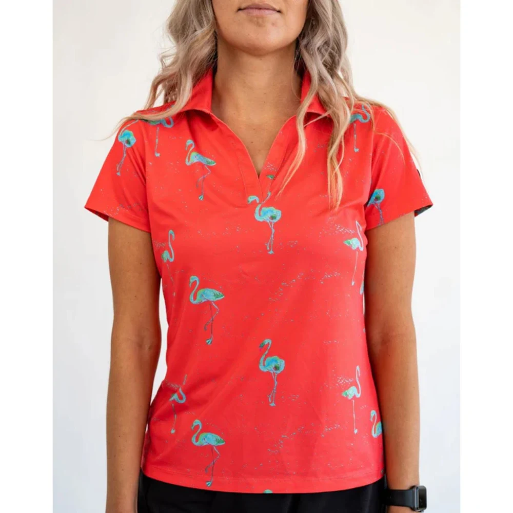 YATTA Golf® - Flamingo women's moisture wicking & Wrinkle free Polo Shirts 1
