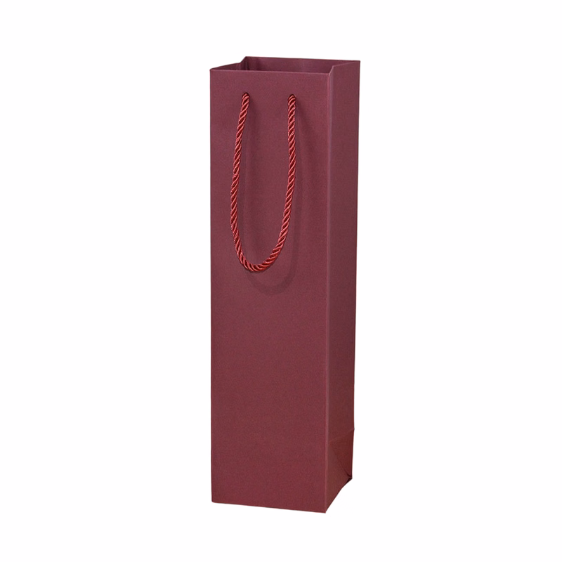 Paper Single Wine Bottle Tote Bag With Twisted Handle