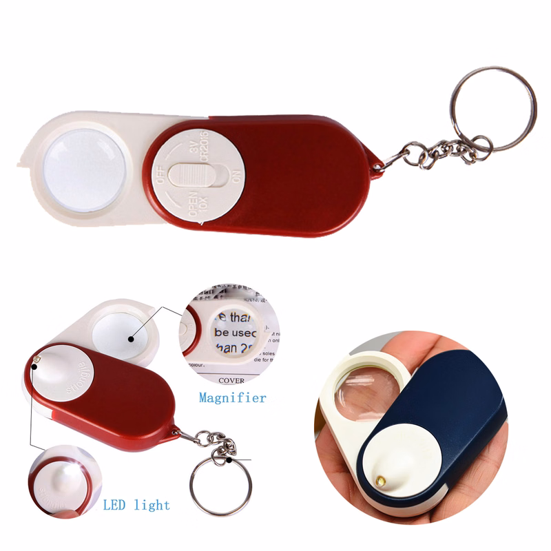 5X Foldable Magnifier Keychain With LED Light