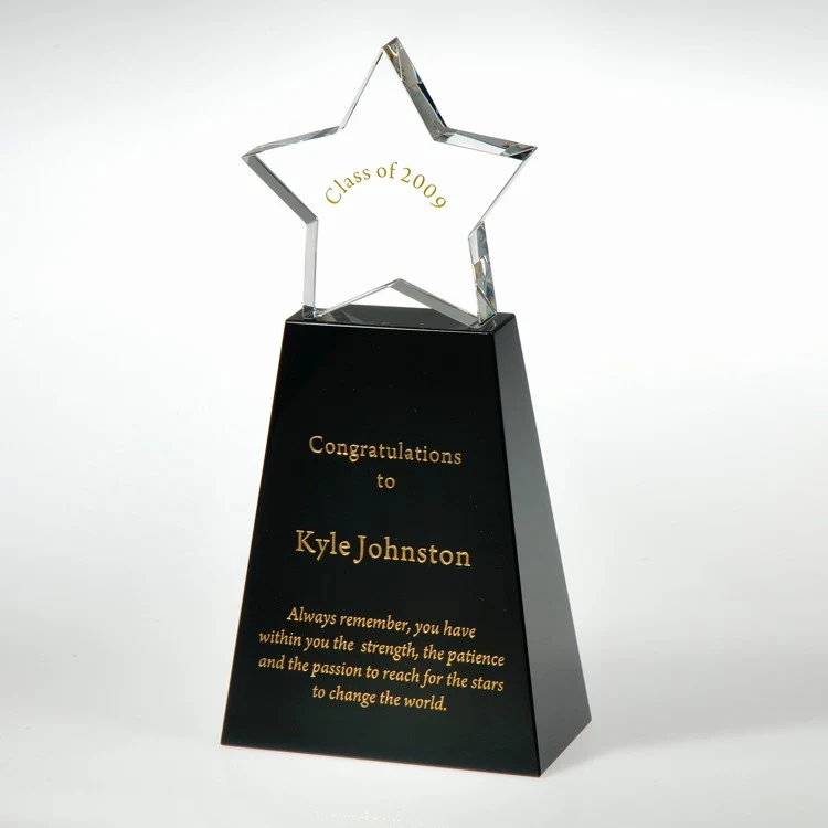 6" Crystal Award-Clear Star w/ Black Base _D130CA 1